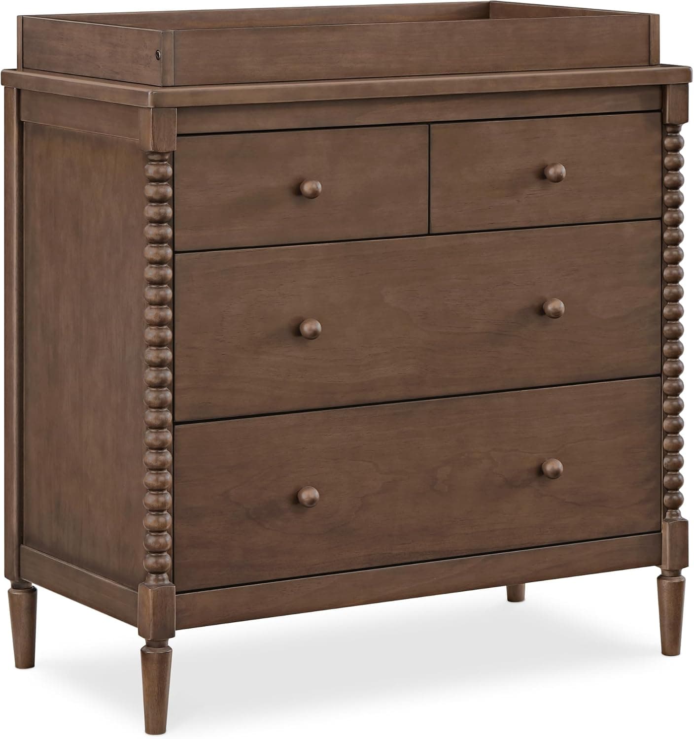 Delta Children Saint 4 Drawer Dresser with Changing Top and Interlocking Drawers, Teak Brown