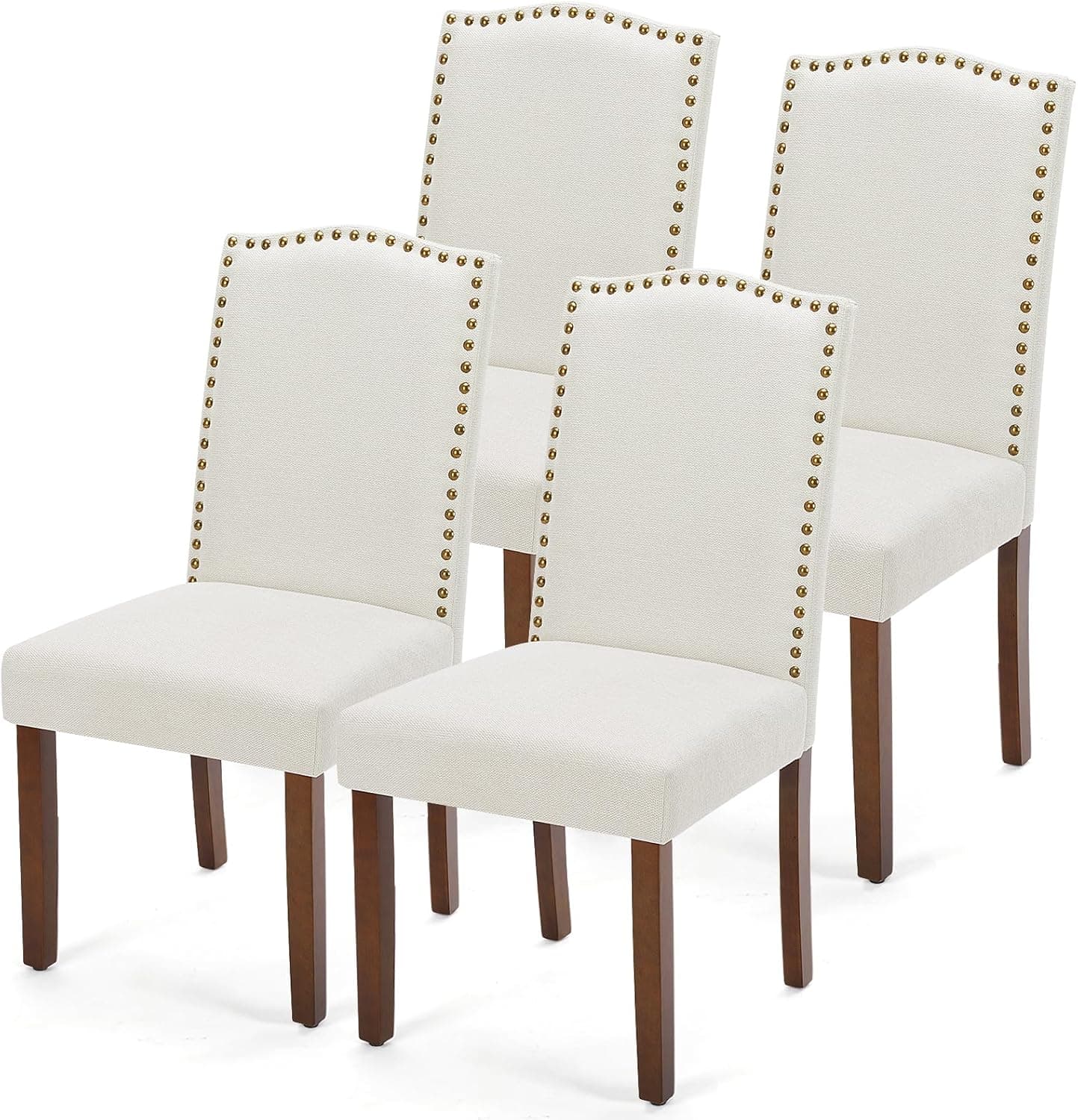 DUMOS Dining Chairs Set of 4, Moden Leather Kitchen Table Chairs with Wooden Legs and Padded Seat for Dining Room/Kitchen/Living Room/Restaurant, Beige