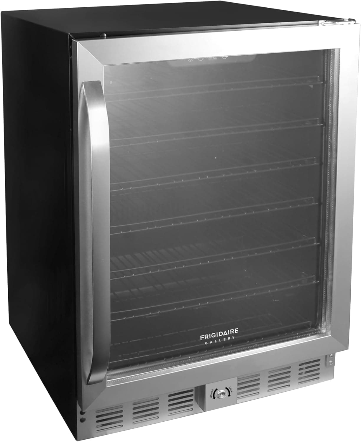 Frigidaire, 24" Wide 5.1 Cu Ft Capacity, Built-in Under Counter Beverage Fridge, Glass Front