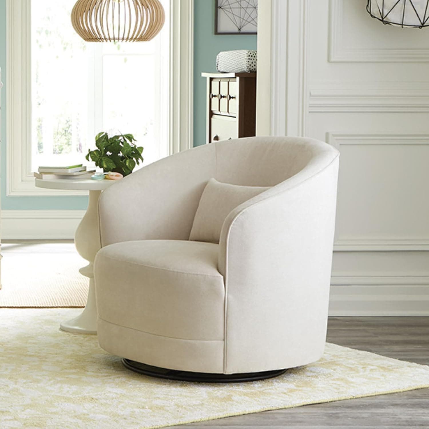 Nurture& The Swivel Premium Glider Swivel Chair for Nursery or Living Room Stain-Resistant Performance Fabric (Ivory)