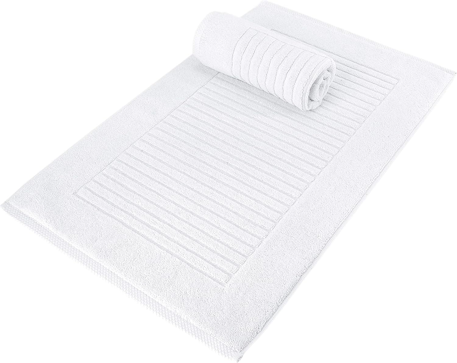 Classic Turkish Towels CTT - 2 Piece Bathroom Rugs Set, 100% Cotton Bath Mats, Comfy & Highly Absorbent Bathroom Floor Mats, Machine Washable | 20"x32" (White)
