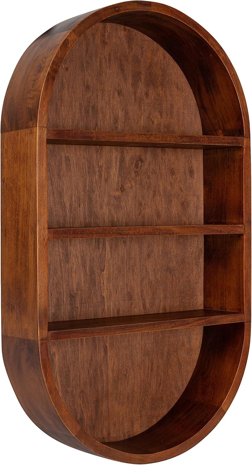 Kate and Laurel Hutton Midcentury Capsule Wall Shelf; 16 x 28; Walnut Brown; Geometric Decorative Shelves for Wall