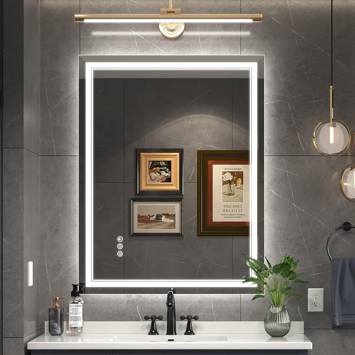 28x36 Inch Led Mirror for Bathroom with Front Light and Backlit, Dimmable Anti Fog Wall Bathroom Mirror with Led Lights, Water Proof, Decor Vanity Mirror