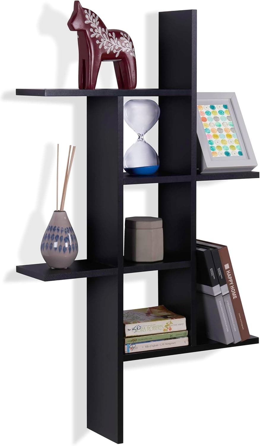 Danya B. Cantilever Cubby Decorative Modern Wall Mount Shelf – Horizontal or Vertical (Black)
