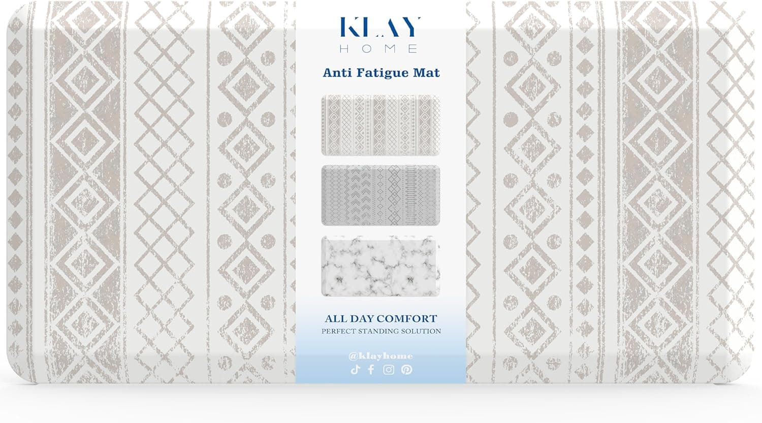 Klay Home Kitchen mats for Floor Anti Fatigue, 3/4" Thick 100% PU Memory Foam Kitchen mat, Padded Kitchen mat, Cushion Kitchen Sink Rug - Waterproof - Non-Slip - Well-Made (Medium 20" x 39", Boho)