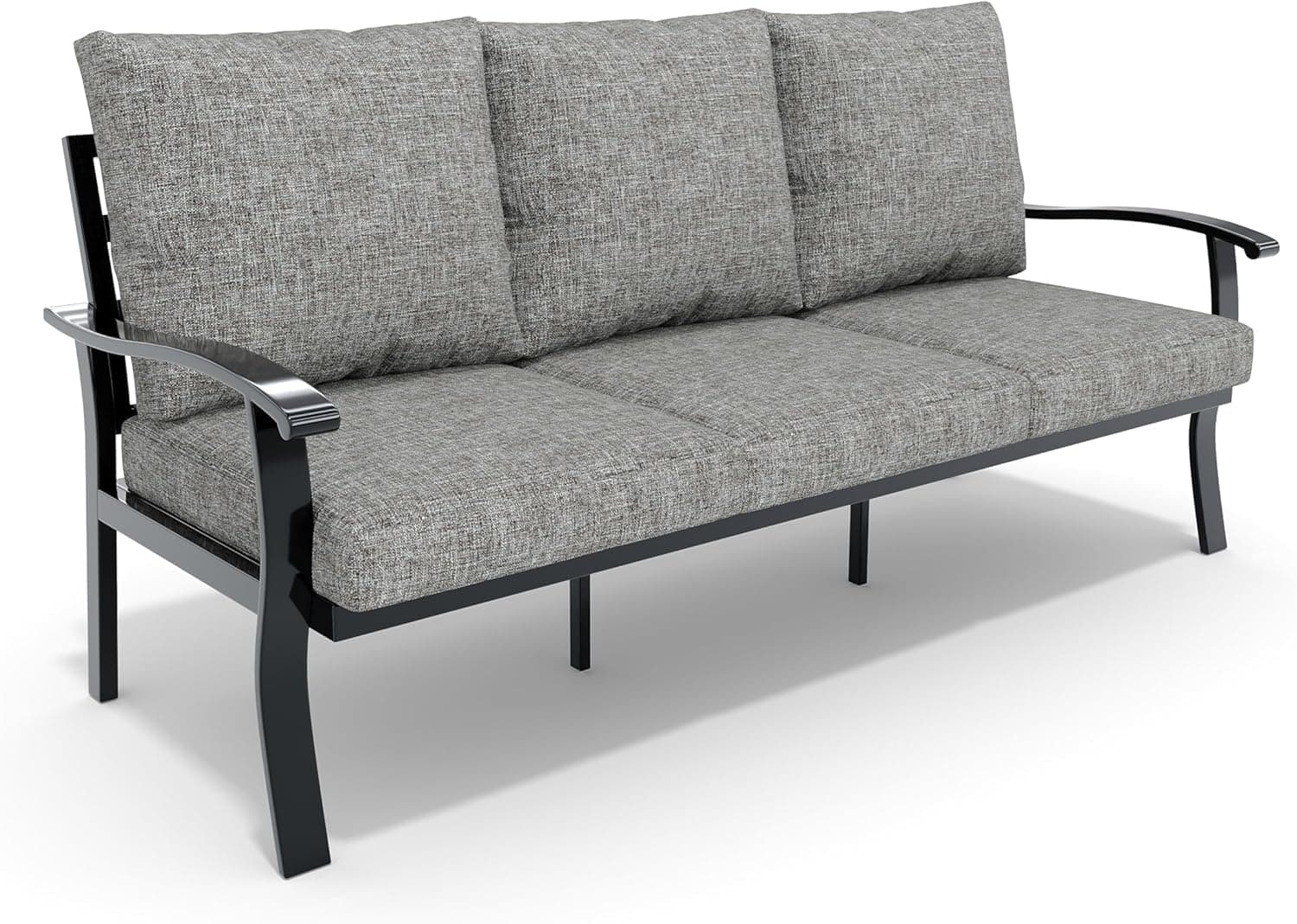HOMREST Outdoor Couch Aluminum Patio Furniture Sofa, 3-Seat All-Weather Metal Outdoor Patio Furniture with Cushions, Grey