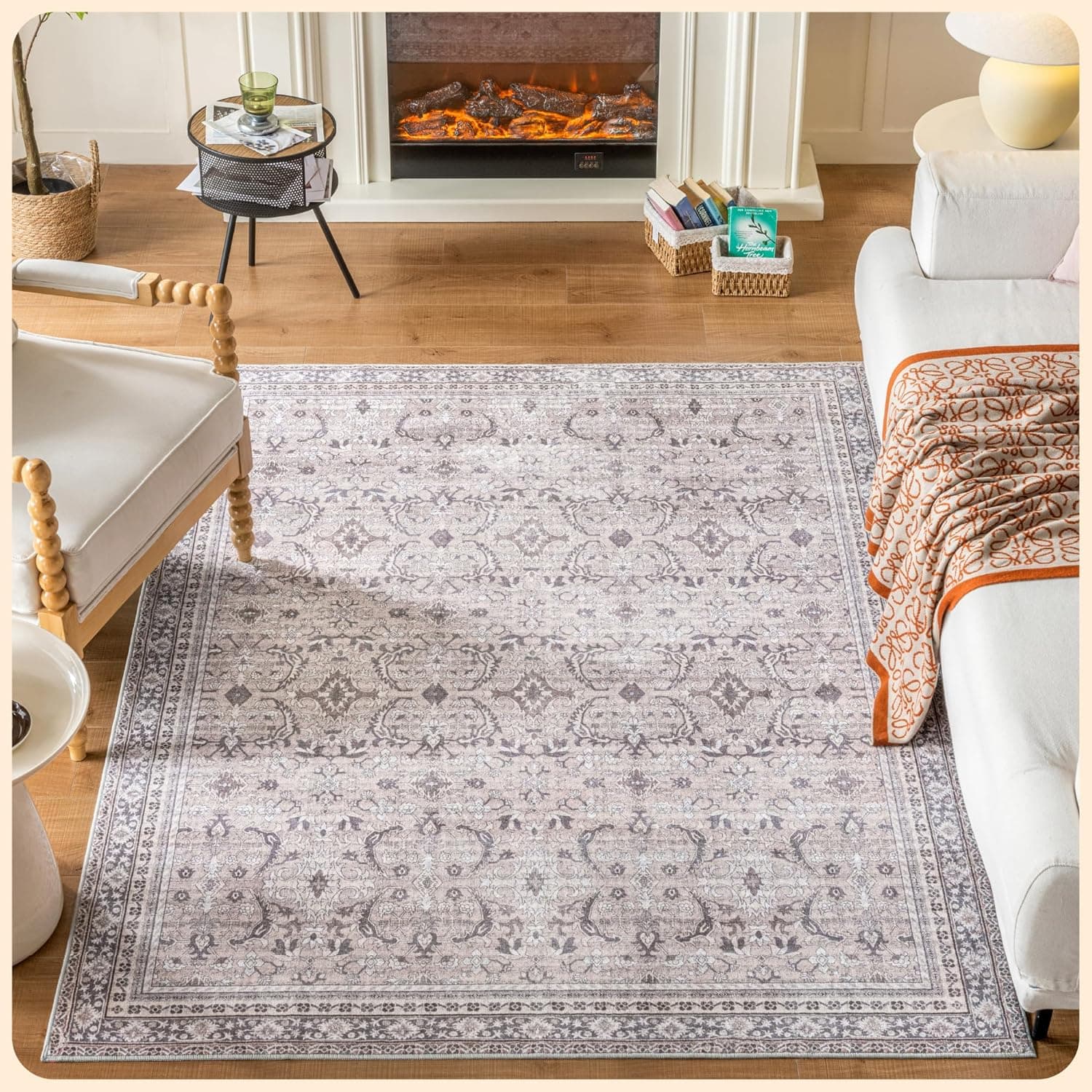 Istana 5x7 Area Rugs - Beige Grey/Light Cream Area Rug - Kid & Pet Friendly Living Room Rugs 5x7-5x7 Boho Rug - Foldable Rug for Room for Bedroom - Eco-Friendly Materials for Boho Rugs 5x7