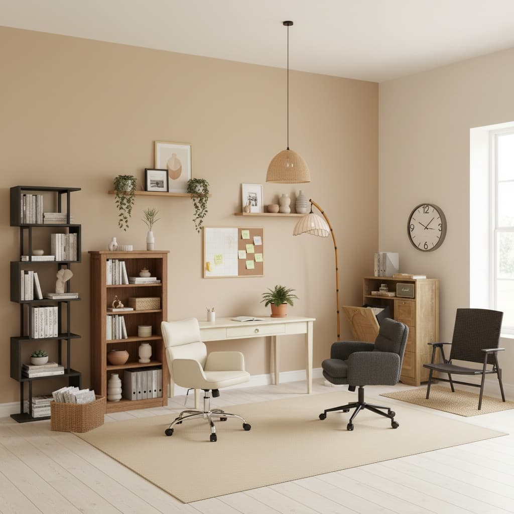 Design a Futuristic Home Office with Earth Tones for a Modern Workspace
