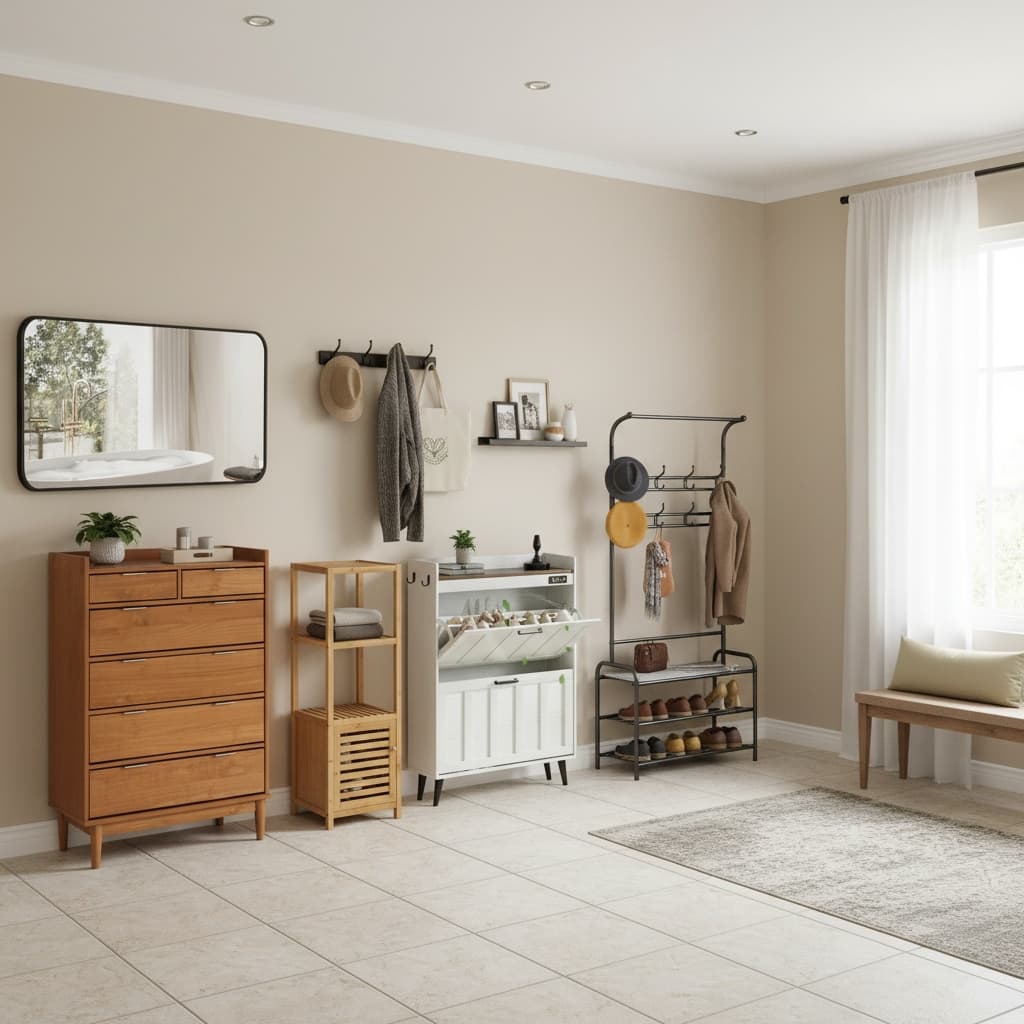 Designing a Rustic Entryway Mudroom with a Neutral Palette