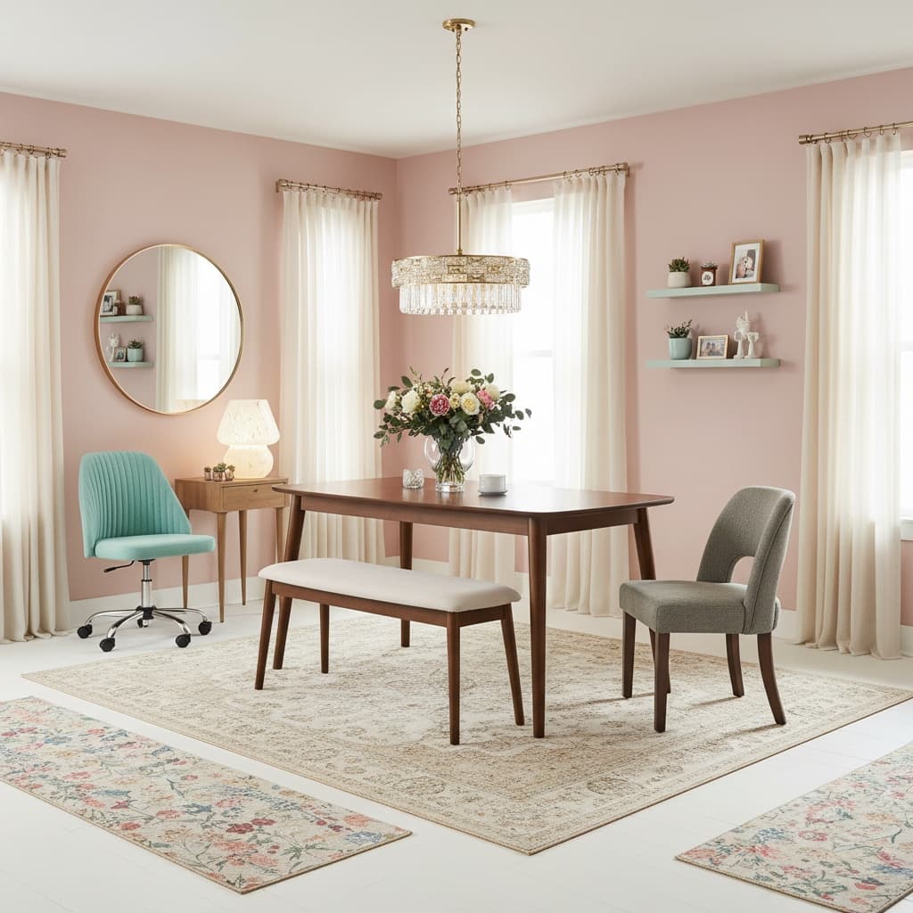 Design a Modern Dining Room with a Soft Pastel Color Palette