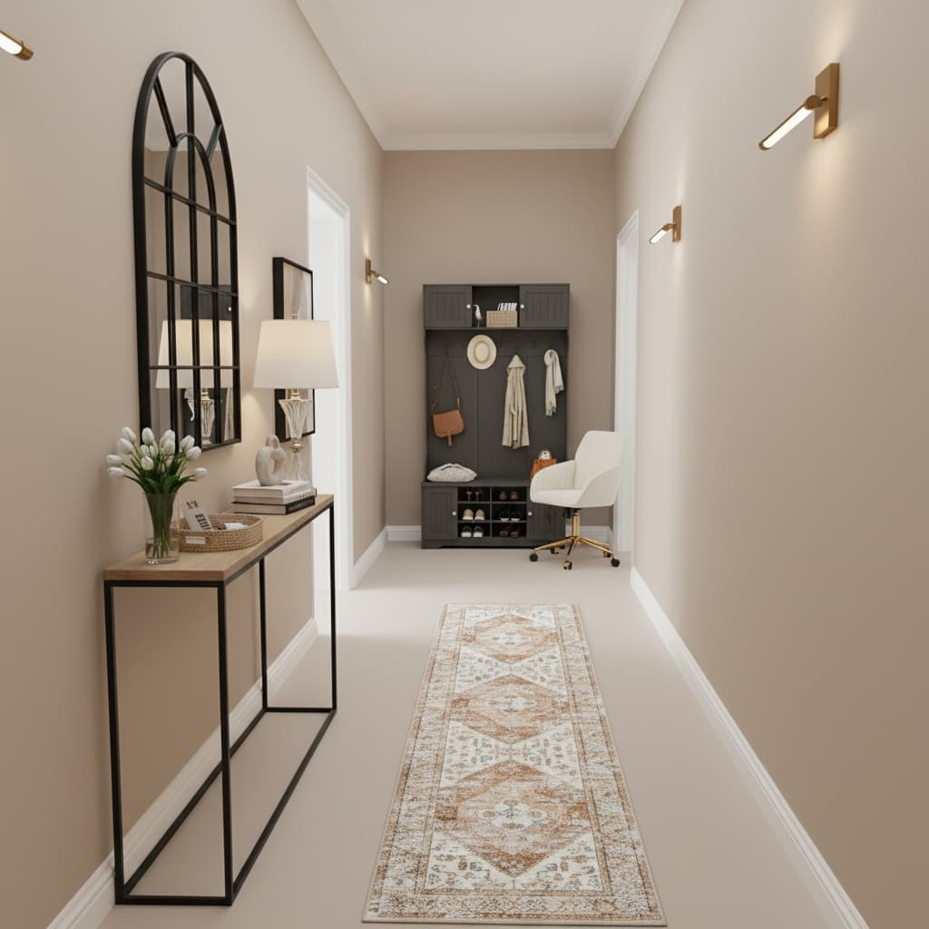 Tropical Home Interior Design: Creating a Serene Neutral Hallway