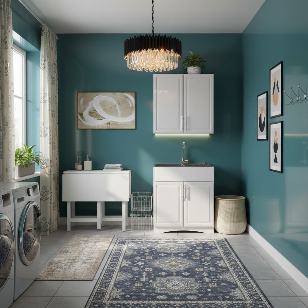 Designing a Rustic Laundry Room with a Bold Color Scheme