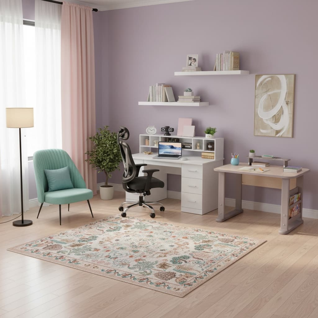 Design a Minimalist Home Office with a Soft Pastel Color Scheme
