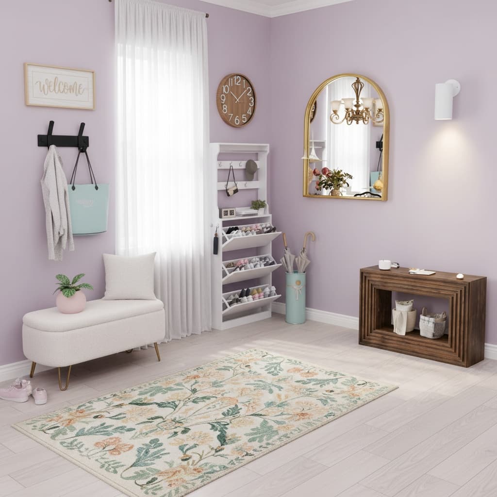 Designing a Minimalist Entryway Mudroom with a Pastel Color Palette