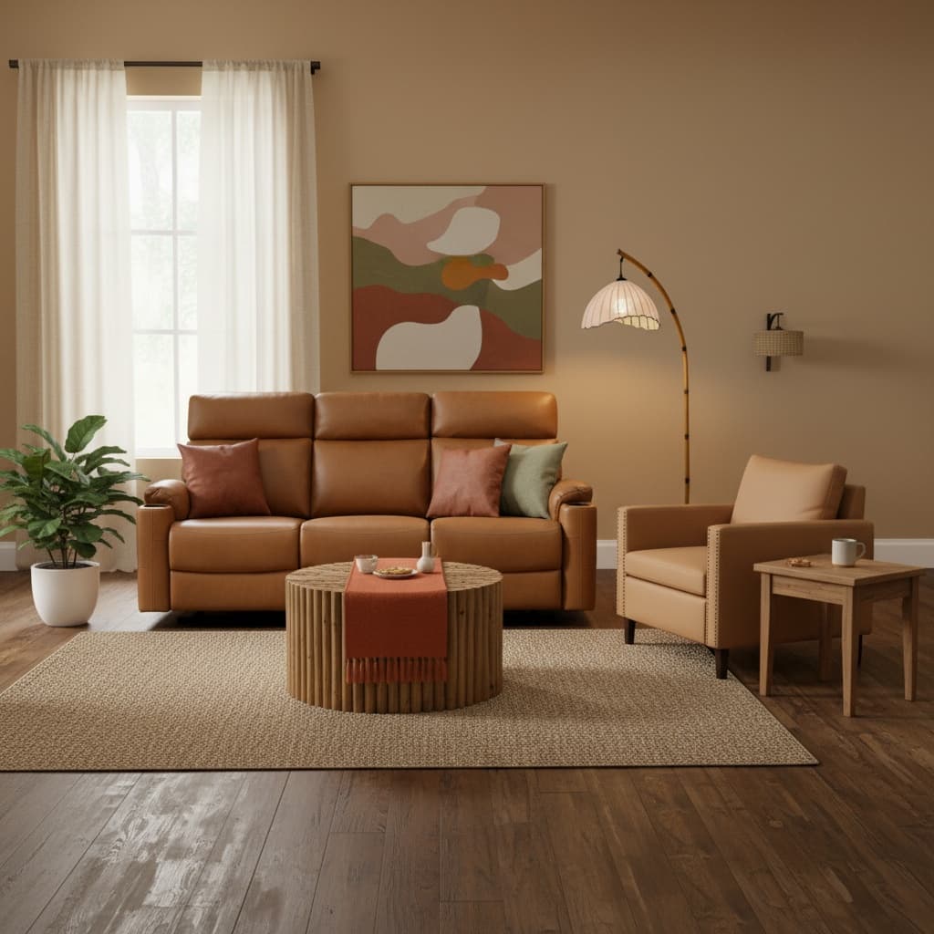 Eco-Friendly Living Room Design with Earth Tone Color Palette