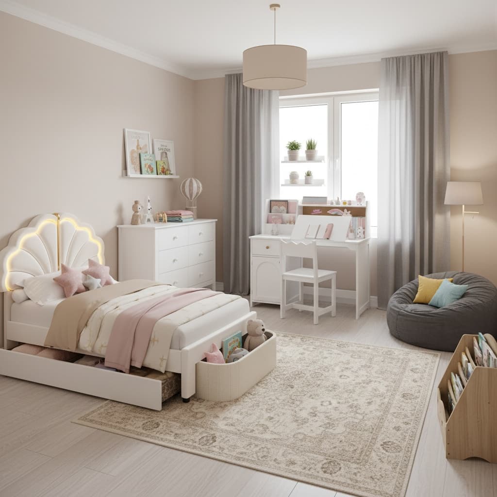 Design a Vintage Kids' Room with a Neutral Color Palette for Timeless Elegance