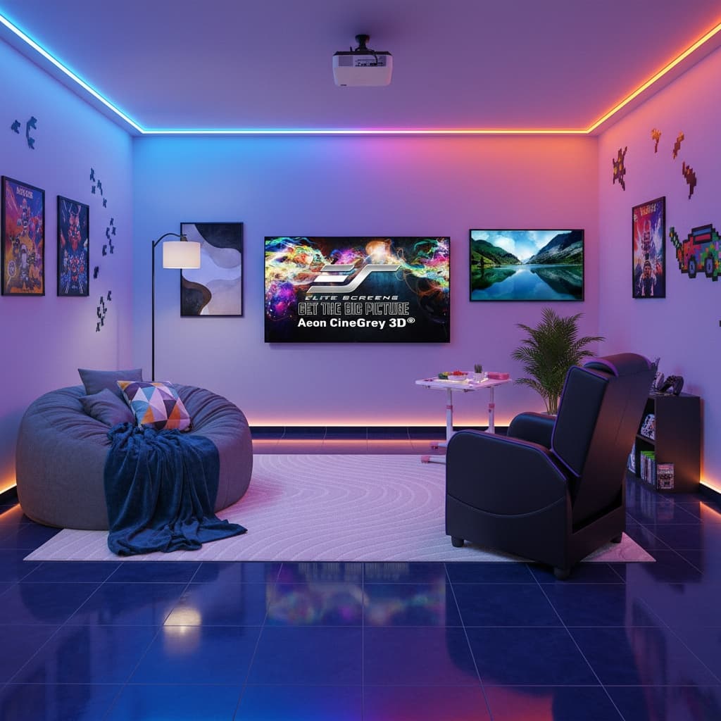 Designing a Futuristic Media Game Room with a Bold Color Scheme