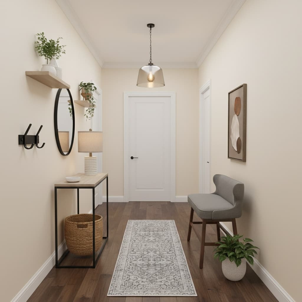 Create a Minimalist Hallway with a Neutral Color Palette: Simple Yet Sophisticated