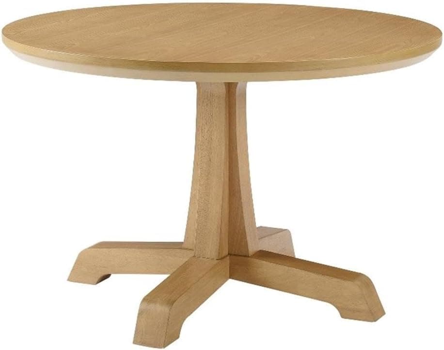 Walker Edison Caely Modern Simple Round Dining Table with Pedestal Base, 48 Inch, Rustic Oak