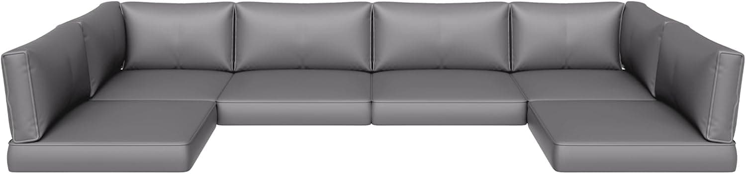 Aoxun Outdoor Replacement Cushions for Patio Furniture, Deep Seat Outdoor Cushions for 6-Seat Wicker Sectional, 14-Piece Water-Repellent Cushion for L-Shape Couch
