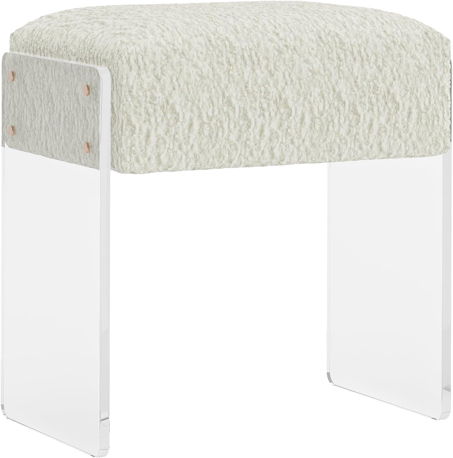 Vanity Stool Chair and Pouf Ottoman-Modern Multifunctional Vanity Stool and Foot Rest with Wool and Acrylic Leg for Makeup Room, Living Room, Bedroom