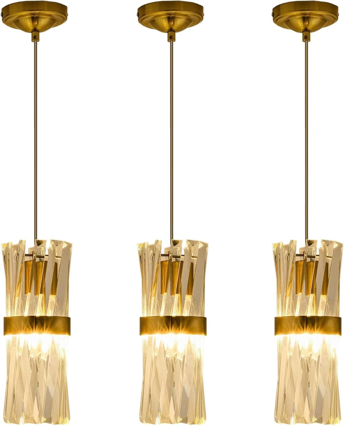 Ken & Ricky Gold Pendant Lights Kitchen Island Lighting 3 Pack,Pendant Lighting Over Island,Mini Hanging Light Fixtures Set for Dining Room Island