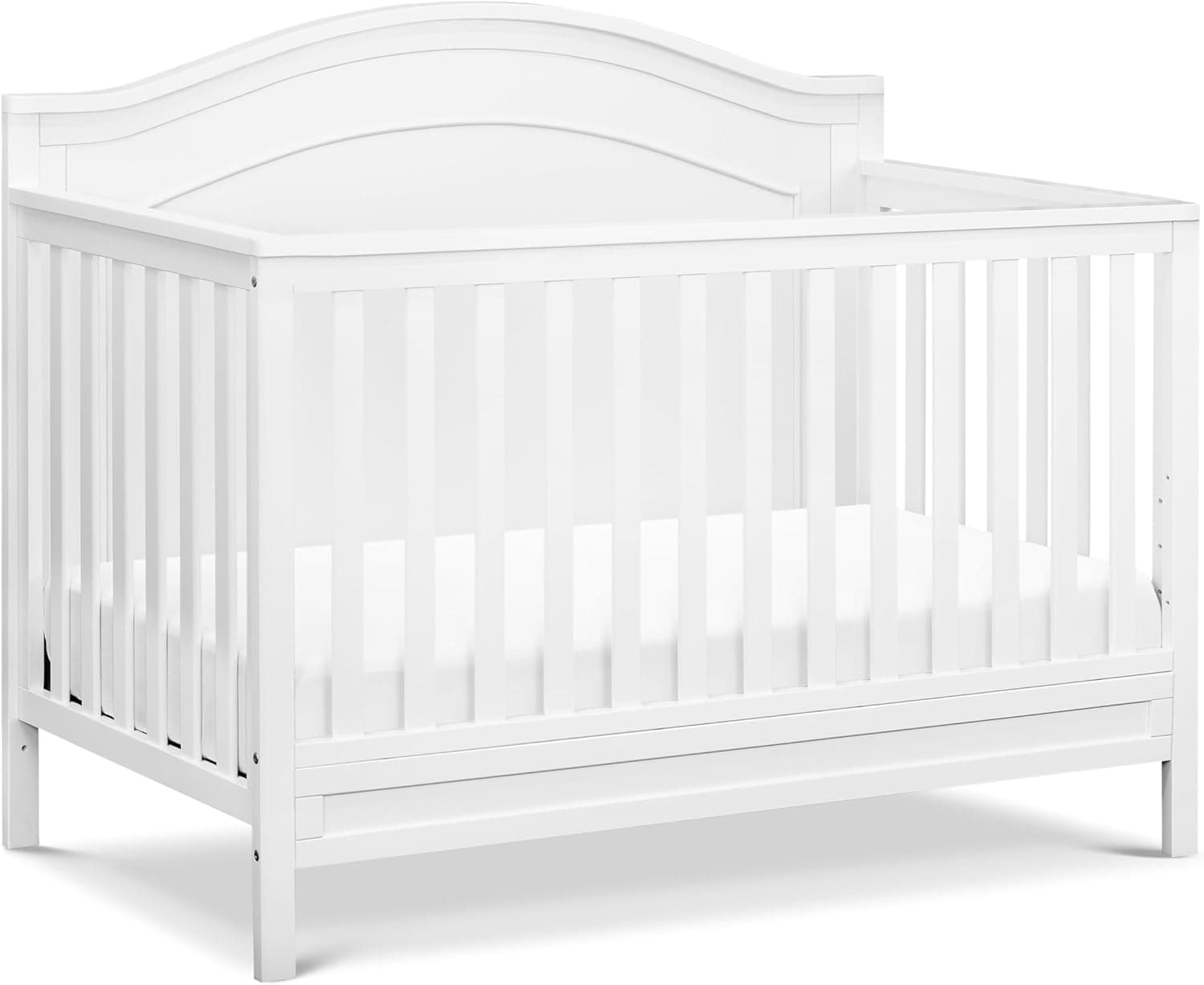 daVinci Charlie 4-in-1 Convertible Crib - GREENGUARD Gold Certified - Converts from Baby Crib to Toddler Bed, Daybed, and Full-Size Bed Effortlessly - 4 Adjustable Heights - Wooden White Baby Bed