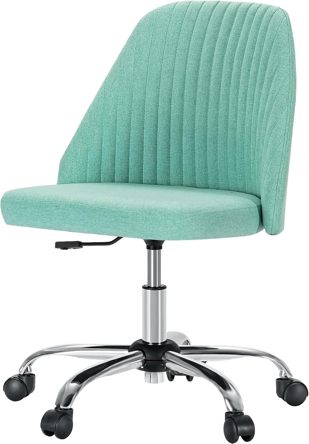 DUMOS Office Desk Chair, Modern Cute Rolling Vanity Swivel Task Chairs with Wheels, Comfortable Back Seat Armless for Home, Bedrooms, Office, Study, Student, Adults, Make-up, Dressing Room, Mint