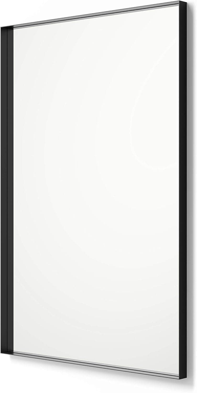 Better Bevel 30" x 40" Black Metal Framed Mirror | Rectangle Bathroom Wall Mirror | Square Corner
