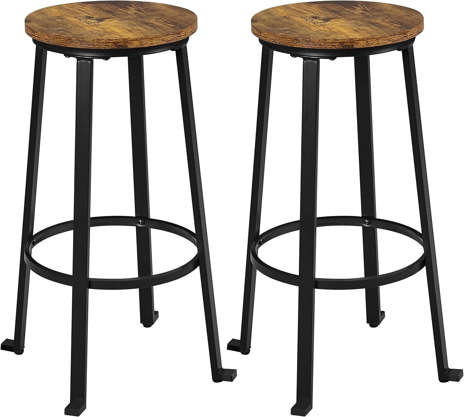 Yaheetech 29.5 inch Bar Stools Set of 2 Industrial Tall Height Bar Counter Stools Chair Round Backless with Metal Legs for Dining Room/Living Room/Kitchen Counter Rustic Brown