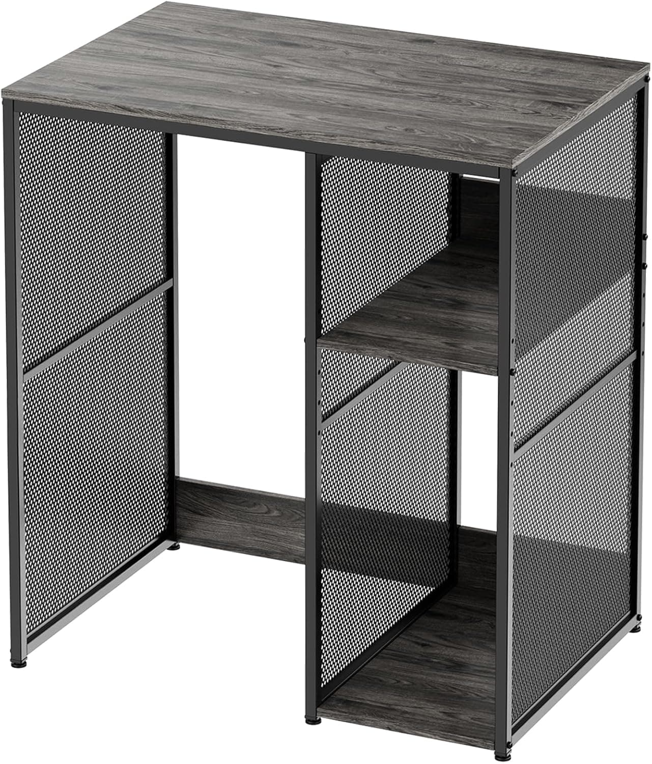 3-Tier Coffee Bar Cabinet with Mini Fridge Space, Heavy-Duty Rustic Grey Microwave Stand Baker Rack, Utility Storage Organizer Shelf for Home Kitchen Dorm, Slate Grey