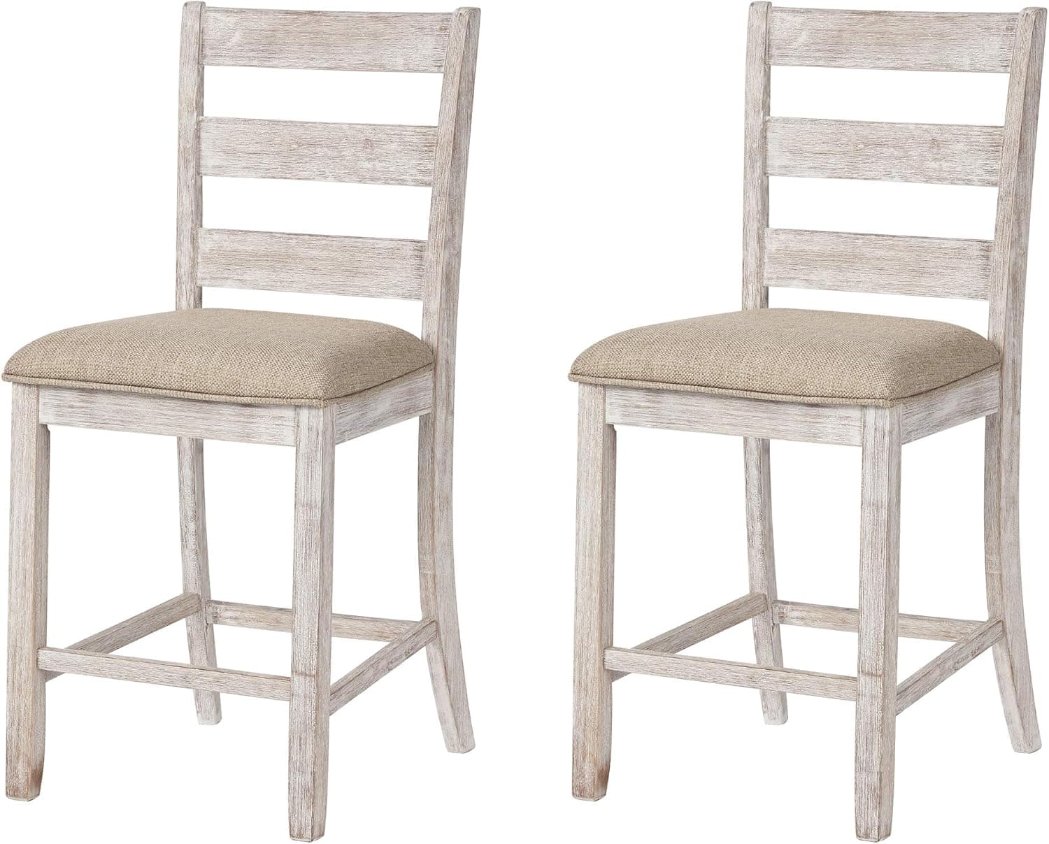 Signature Design by Ashley Skempton 24" Counter Height Upholstered Barstool, Set of 2, Antique White